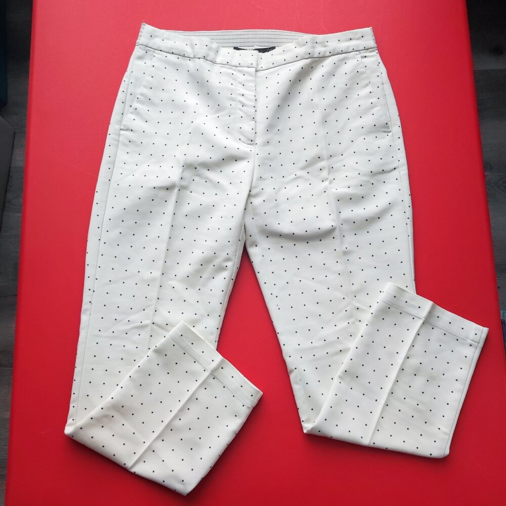 Zara Basic Collection casual pants white with tiny black squares women's size M